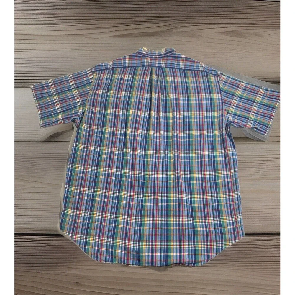 Polo Ralph Lauren‎ SS Shirt Mens XL Plaid Button Up Multi Colorful Blake 90s VTG